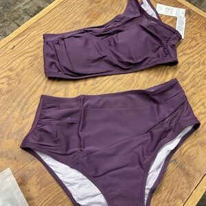 Cupshe Purple One-Shoulder Bikini Set